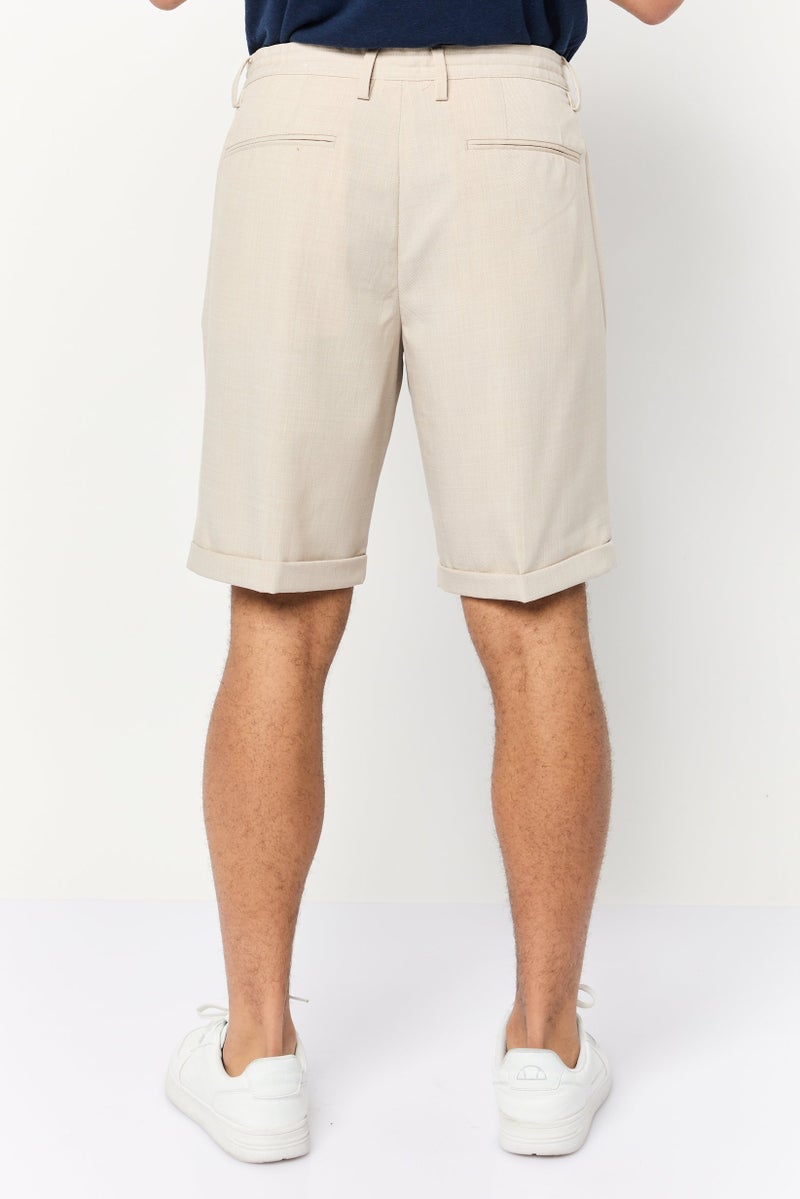 Celio Men Solid Basic Shorts, Beige - Image 4