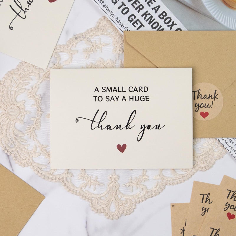 JIXZEN 25 Pack 350GSM, Thank You Cards with Envelopes & Matching Stickers, Thank You Notes for Wedding, Business, Baby Shower, Small Business, Funeral, Graduation - Image 4