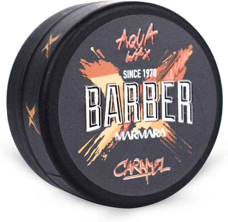 Barber Marmara Caramel Aqua Hair Wax 150ml Wet Effect Hair Styling Wax Strong Hold High Shine Pomade for Men Kids Easy Washable Hair Gel Wax Professional Barbershop Styling Product