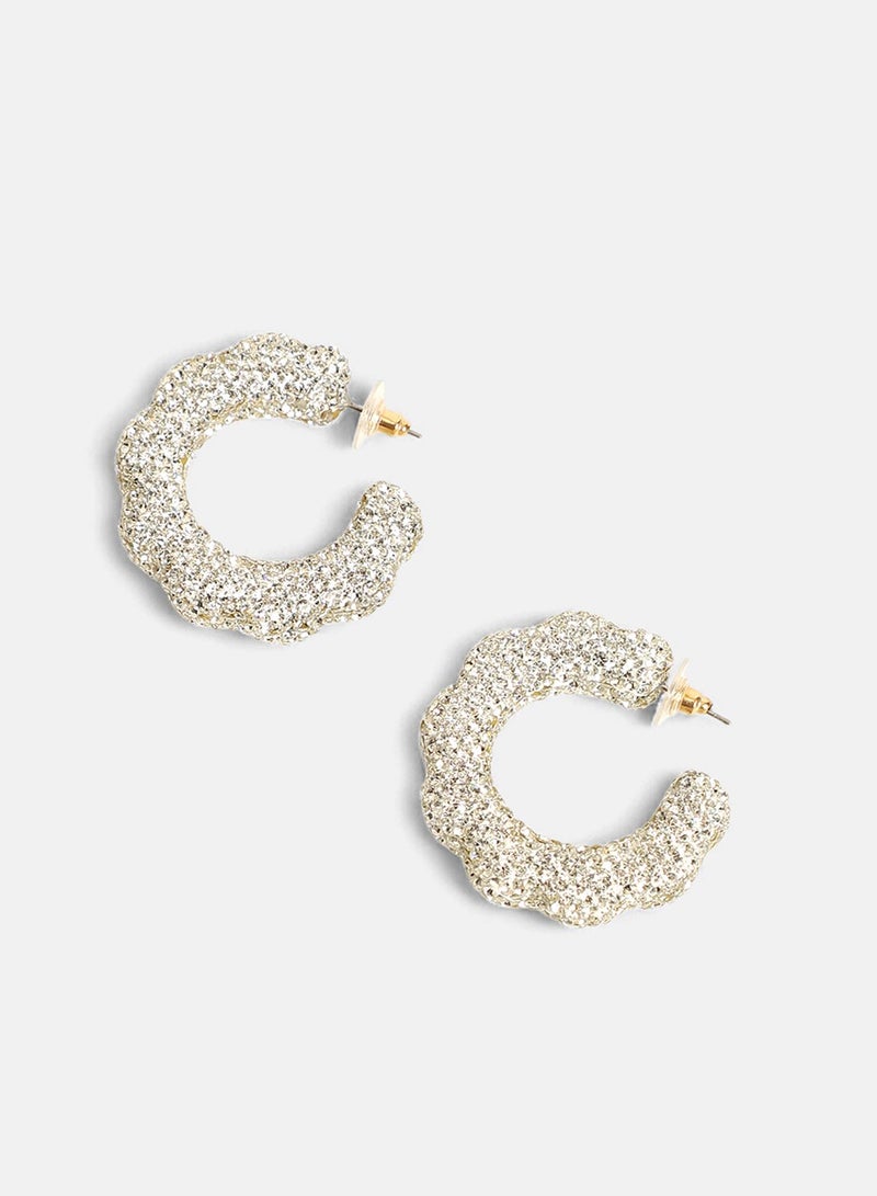 SOHI Jingle Crystal Studded Contemporary Half Artificial Hoop Earring Jewellery - Image 1