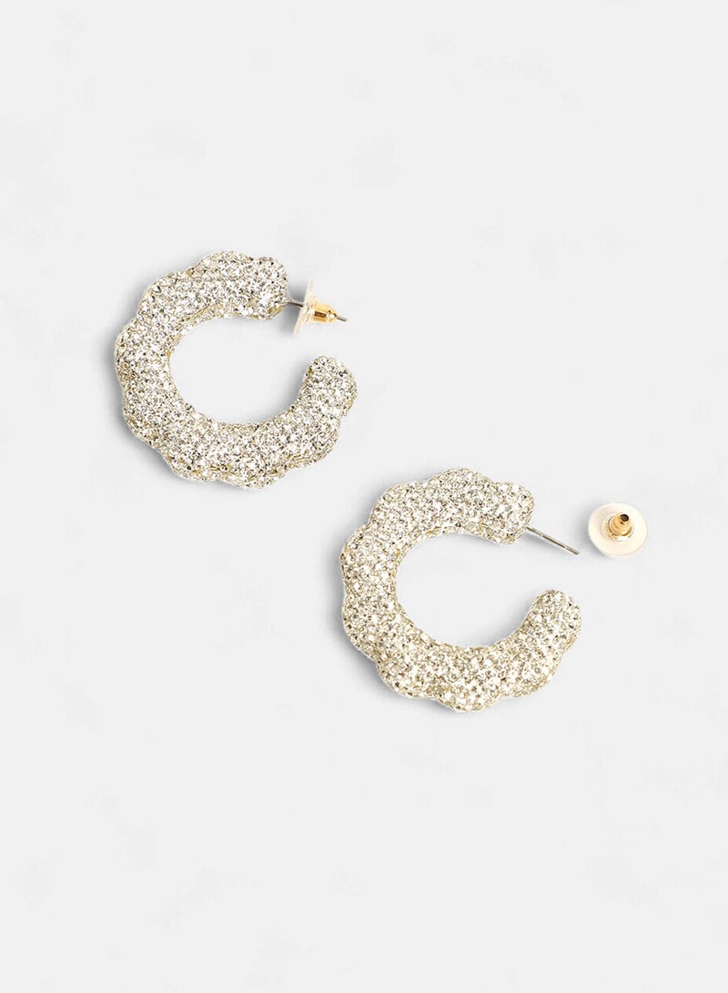 SOHI Jingle Crystal Studded Contemporary Half Artificial Hoop Earring Jewellery - Image 5