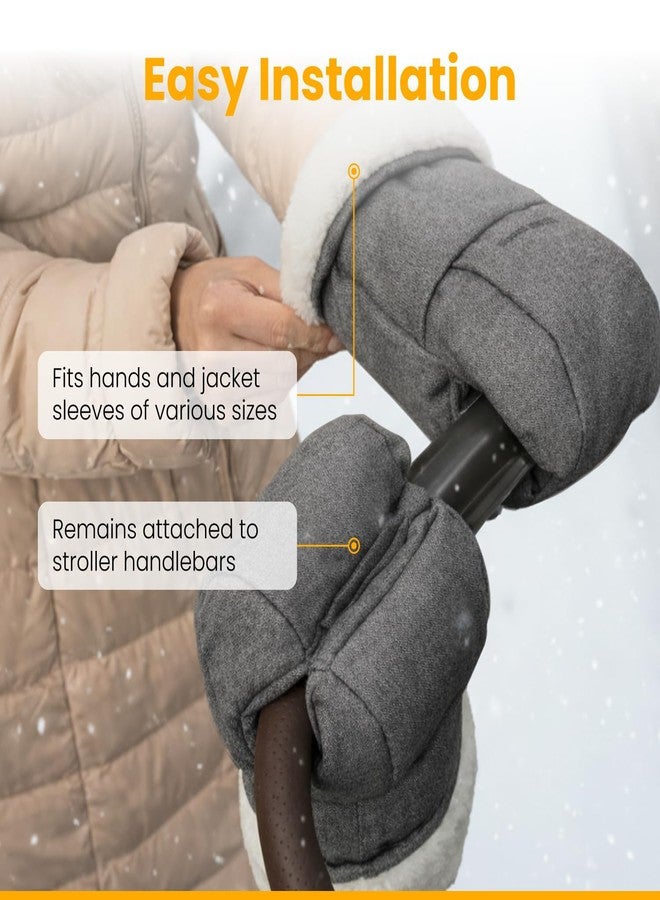 قفازات شتوية لعربة الأطفال، طقم من قطعتين، متوافقة مع عربات UPPAbaby Vista و Cruz و RumbleSeat و Ridge و Minu (الإصدارين 2 و 3)، مقاومة للماء، فائقة النعومة، مقاس عالمي - Image 3