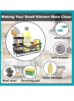 Excefore Kitchen Sink Sponge Holder, Sink Tray Drainer Rack, Punch-free Dry Kitchen Sink Organizer, Storage Kitchen & Home Accessories, Not Including Dispenser and Sponge, Black  - Image 5