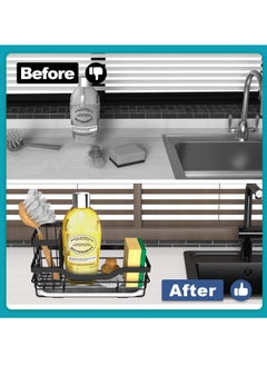 Excefore Kitchen Sink Sponge Holder, Sink Tray Drainer Rack, Punch-free Dry Kitchen Sink Organizer, Storage Kitchen & Home Accessories, Not Including Dispenser and Sponge, Black  - Image 3