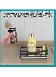 Excefore Kitchen Sink Sponge Holder, Sink Tray Drainer Rack, Punch-free Dry Kitchen Sink Organizer, Storage Kitchen & Home Accessories, Not Including Dispenser and Sponge, Black  - Image 4