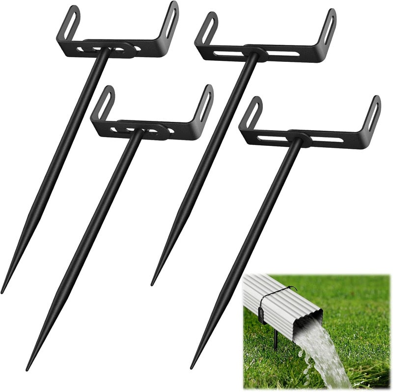 SlogPith Downspout Bracket,Heavy Duty Size-Adjustable Storm-Proof Downpipe Bracket with Rust-Resistant Coating-Solid Iron Construction,Stable Support,Easy Install,for Lawn,Yard & Industrial Use (4 Pack Black) - Image 1
