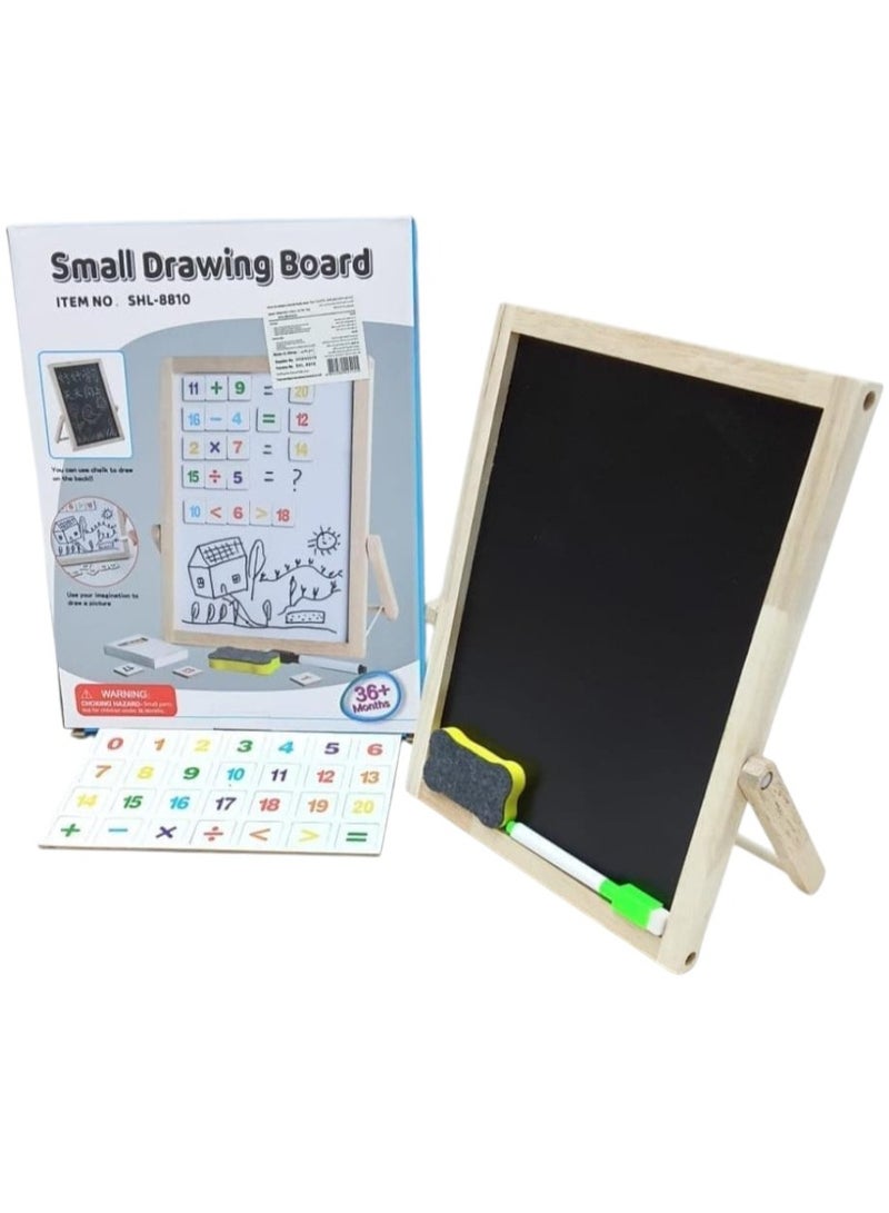 Toy Box Kids Drawing Board Portable Easel Wooden Tabletop for Toddlers Foldable Double-Sided Whiteboard & Blackboard Painting Gifts for Artist
