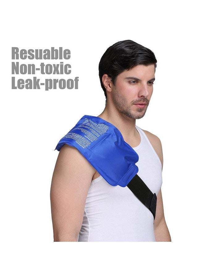 Topinon Reusable Hot and Cold Ice Pack for Pain Relief Gel Bag for Shoulder Ankle Knee with Adjustable Strap - Blue - Image 2