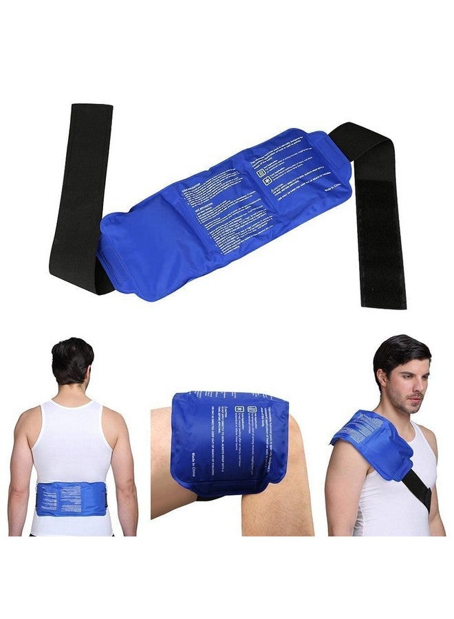 Topinon Reusable Hot and Cold Ice Pack for Pain Relief Gel Bag for Shoulder Ankle Knee with Adjustable Strap - Blue - Image 1