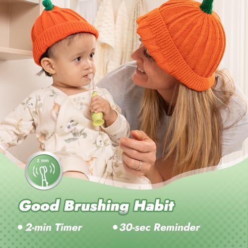Papablic Toddler Sonic Electric Toothbrush Kids for Ages 1-3 Years, Baby Electric Toothbrush with Cute Dino Cover and Smart LED Timer, 4 Brush Heads (Max) - Image 5