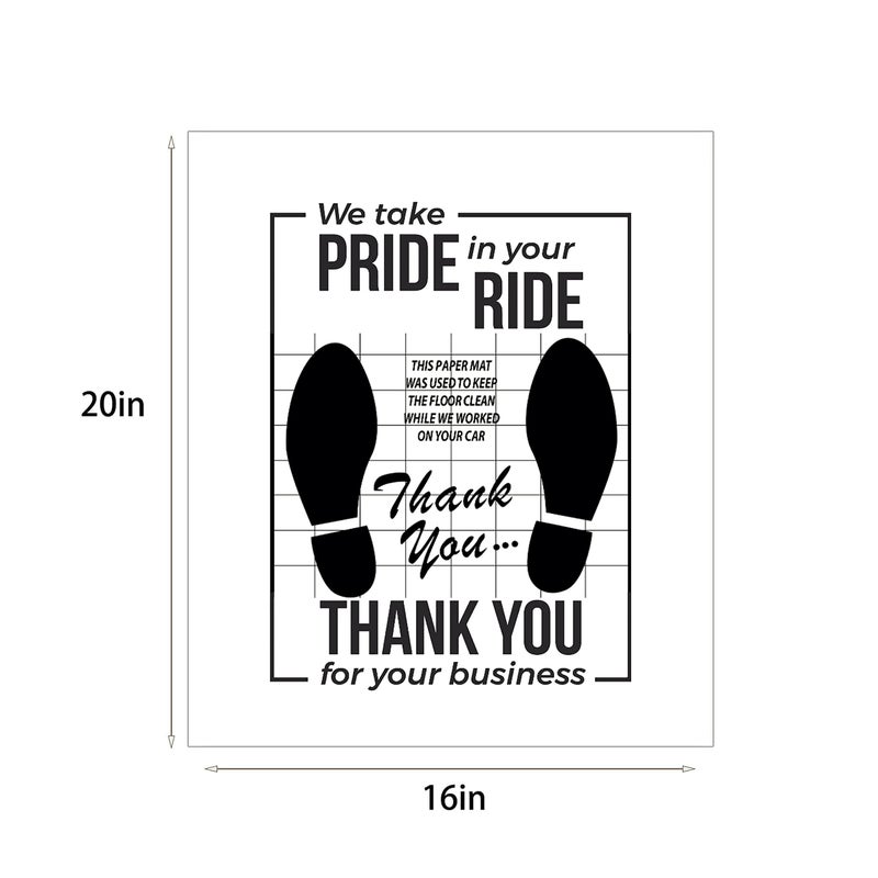 CHORMING White Car Paper Floor Mats : 50 Pcs Disposable Floor Cars Auto Vehicles Automotive Mat Covers Protector Detailing Detail Wash Temporary Sticky 16x20inch, fzp202 - Image 2