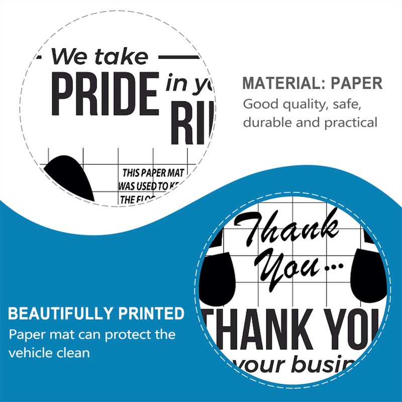 CHORMING White Car Paper Floor Mats : 50 Pcs Disposable Floor Cars Auto Vehicles Automotive Mat Covers Protector Detailing Detail Wash Temporary Sticky 16x20inch, fzp202 - Image 4