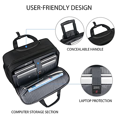 VANKEAN 17.3 Inch Rolling Laptop Bag, Waterproof Overnight Rolling Bags, Laptop Bags for Travel/Work/Business, Stylish Carry on Briefcase, Black - Image 3