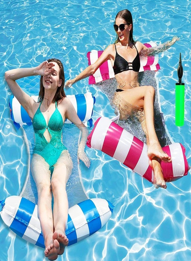 GREECHO 4-in-1 Inflatable Pool Float Lounge Bed Hammock Drifter Swim Chair Multi-Purpose Water Float Bed for Pool Lake Beach for Relaxing Water Fun & Vacation Enjoyment with Air Pump(2Pcs) - Image 1
