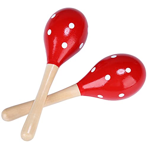 DOMG Maracas Wooden Rumba Shaker Rattle Hand Percussion Musical Instrument for Adults Kids Set of 2 - Image 1