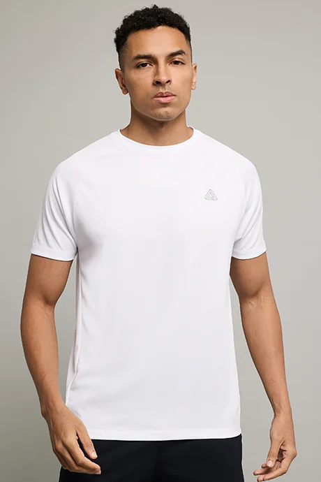 R&B Logo Detail Active T-Shirt with Crew Neck and Short Sleeves