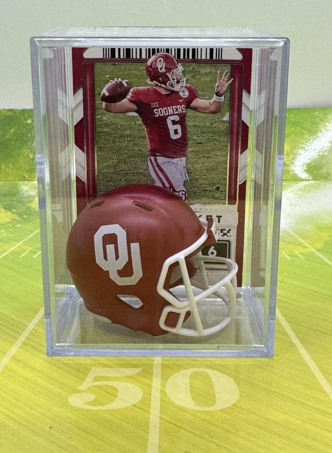 Oklahoma Sooners NCAA Helmet Shadowbox w/Baker Mayfield card
