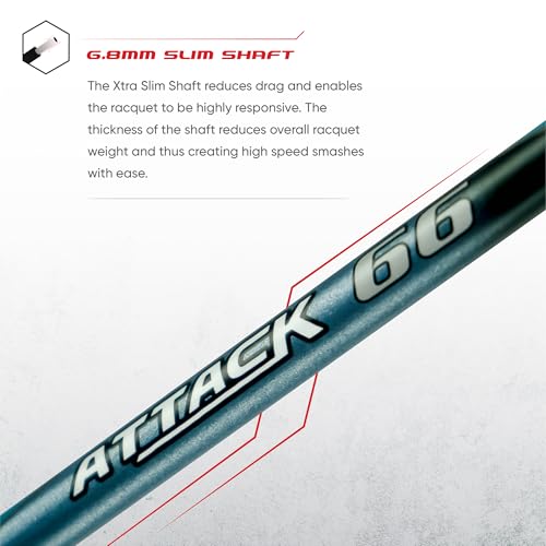 Apacs Attack 66 (35LBS | 5U | Power x Speed Frame System) 30T High Modulus Graphite Badminton Racket with Full Cover | Made in Vietman (Black) - Image 3