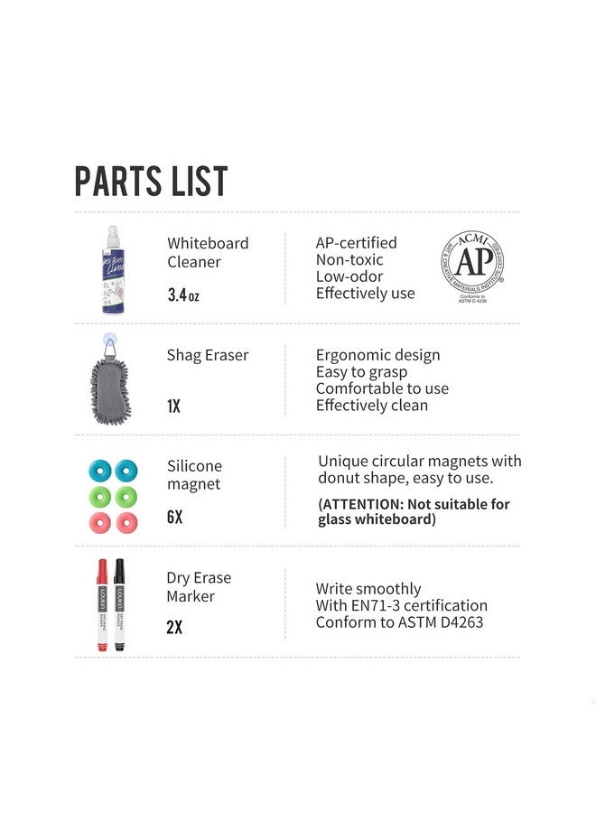 Loukin Magnetic And Adhesive Marker Holder, Dry Erase Accessory Tray Set (Includes 1 Eraser, 1 Cleaner, 2 Dry Erase Markers And 6 Magnets), Ideal For Office, School Or Home Use. - Image 4
