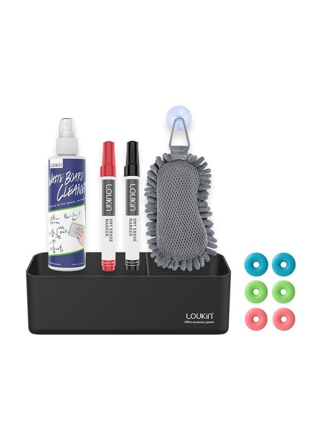 Loukin Magnetic And Adhesive Marker Holder, Dry Erase Accessory Tray Set (Includes 1 Eraser, 1 Cleaner, 2 Dry Erase Markers And 6 Magnets), Ideal For Office, School Or Home Use. - Image 1