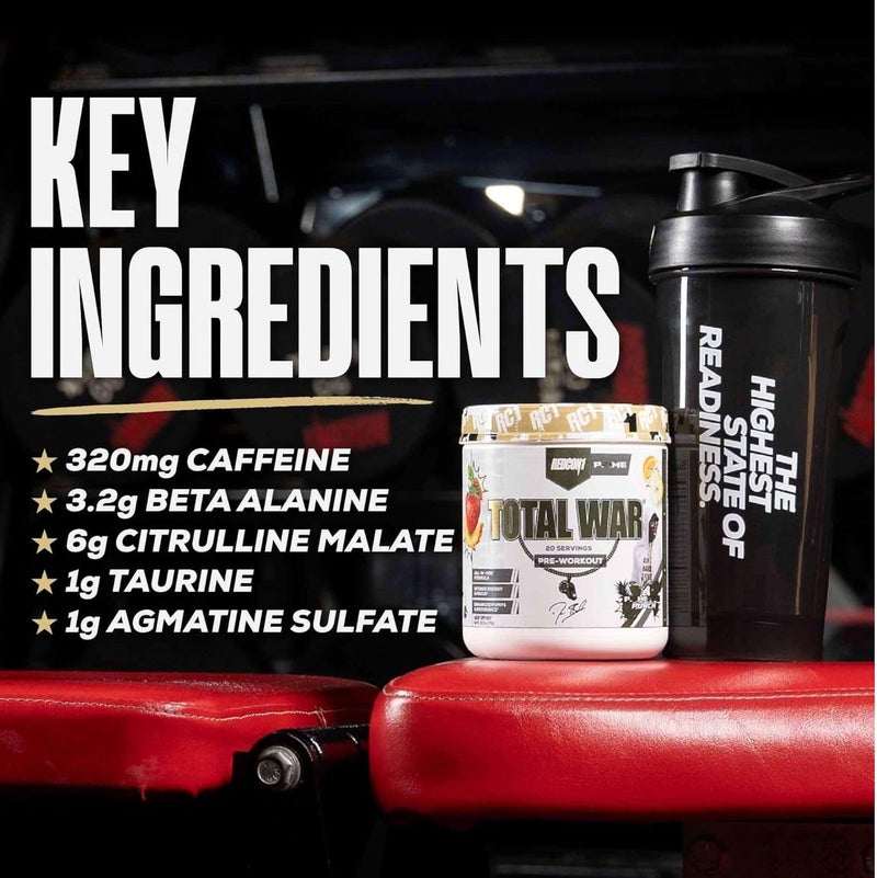 ريدكون ١ Redcon1 Total War Pre-Workout (30 جرعة) – طاقة عالية التحفيز وتضخيم العضلات – نكهة الفواكه (إصدار ديون ساندرز) - Image 3