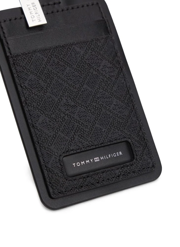 تومي هيلفيغر سلسلة مفاتيح مزودة بحامل بطاقات من الجلد بتصميم عصري