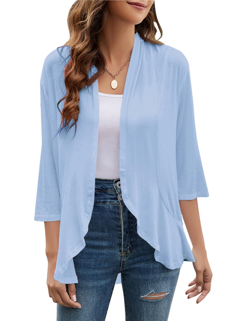 Yekaty Lightweight Cardigans for Women Plus Size Cardigan Light Weight Sweaters XL Blue - Image 1