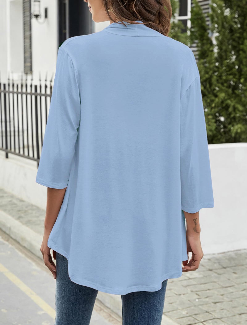Yekaty Lightweight Cardigans for Women Plus Size Cardigan Light Weight Sweaters XL Blue - Image 4