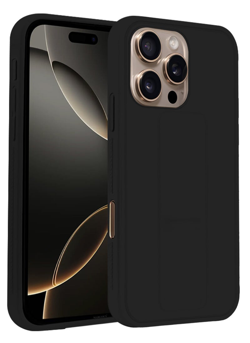 CATANES - (for Apple iPhone 16 Pro Max) 2Packs , Case Cover PU Leather Back Cover with Stand Function and Finger Grip, Shockproof Screen Protector / Black - Image 1