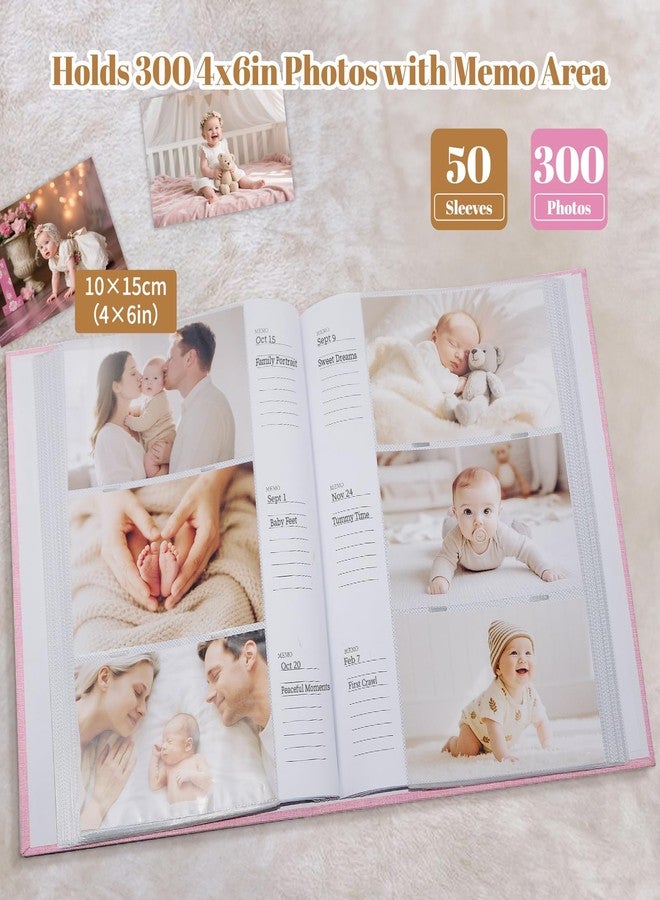 EARLY MINDS Baby Photo Album 4x6 300 Pockets with Memo Area & Hand and Footprint Kit, Linen Cover Slip-in Memory Book with Front Window, Acid-Free Keepsake for Newborn Boy Girl, First Year Moments - Image 3