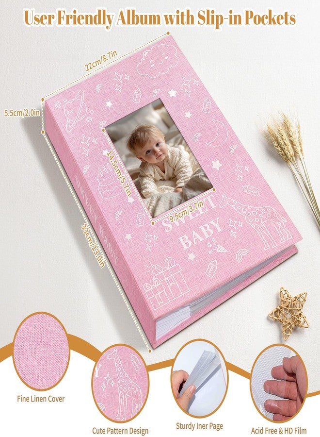 EARLY MINDS Baby Photo Album 4x6 300 Pockets with Memo Area & Hand and Footprint Kit, Linen Cover Slip-in Memory Book with Front Window, Acid-Free Keepsake for Newborn Boy Girl, First Year Moments - Image 4
