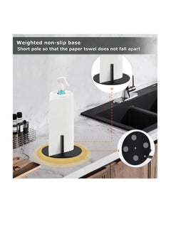 Generic Stainless Steel Countertop Paper Towel Holder, Paper Towel Stand for Kitchen Counter Bathroom Table, Paper Towel Holder with Spray Bottle, Point Heavy Weighted Sturdy Paper Towel Holder (Black)  - Image 4