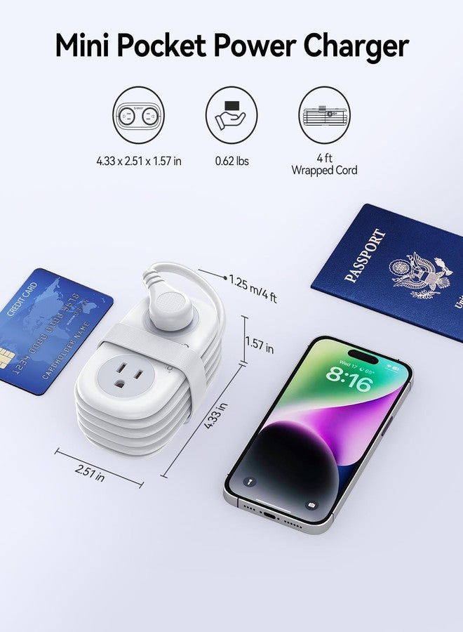 أوريكو شريط طاقة سفر ORICO 20 واط USB-C PD، 4 منافذ تيار متردد 3 منافذ USB (شحن سريع)، سلك تمديد مسطح بطول 4 أقدام، معتمد من Cruise، صغير الحجم للسفر التجاري/السكن الجامعي - AP3 - Image 4