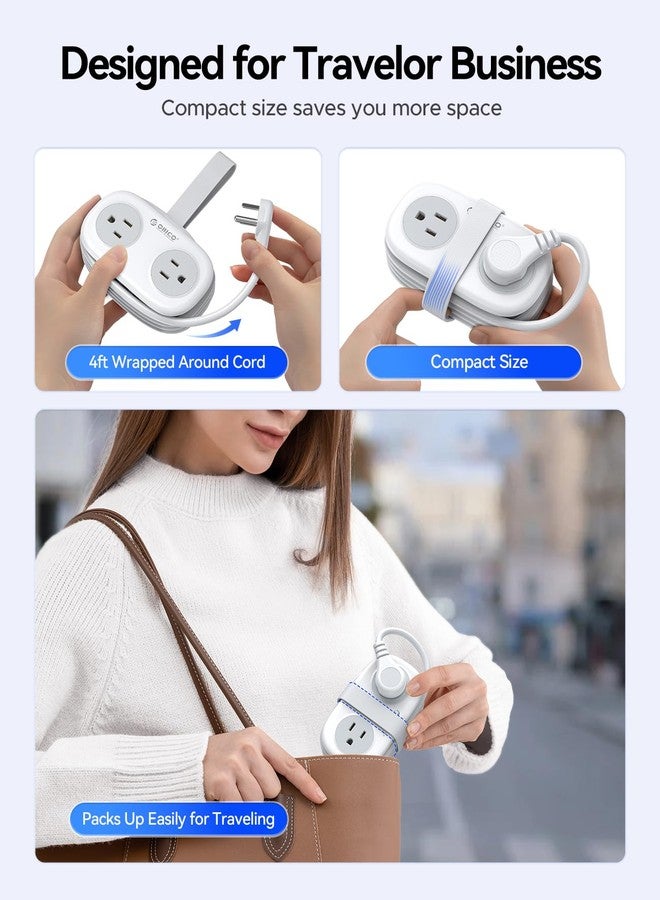 أوريكو شريط طاقة سفر ORICO 20 واط USB-C PD، 4 منافذ تيار متردد 3 منافذ USB (شحن سريع)، سلك تمديد مسطح بطول 4 أقدام، معتمد من Cruise، صغير الحجم للسفر التجاري/السكن الجامعي - AP3 - Image 5