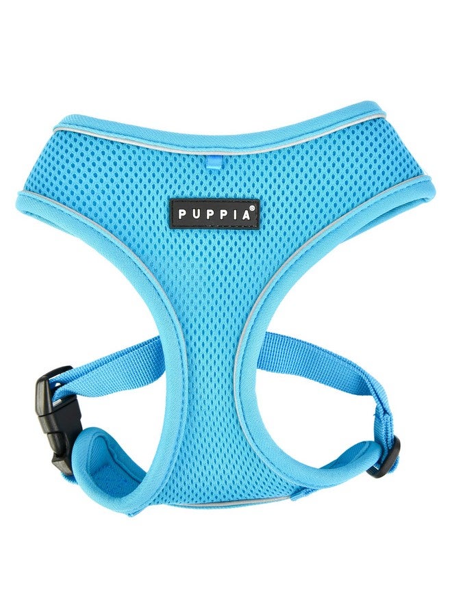 بوبيا حزام Puppia Soft Dog Harness Pro بدون اختناق فوق الرأس مع أشرطة عاكسة ثلاثية الطبقات من شبكة مسامية وحزام صدر قابل للتعديل وإبزيم سريع الفك، أزرق سماوي، مقاس كبير - Image 1