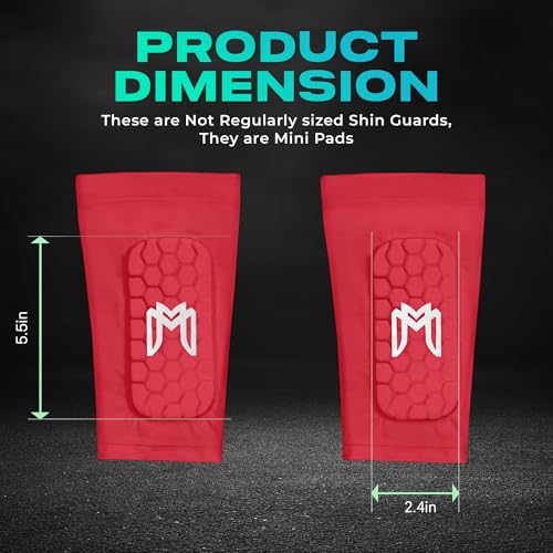 MediCaptain Mini Shin Guards Soccer Built in Shin Pad Sleeves for Mens Women Teens Small Shin Guards Lightweight Breathable Shin Defender Leg Protection Red Maxi - Image 3