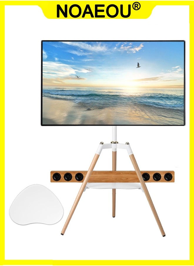 NOAEOU Tripod Easel TV Stand for 32-65 inch,Universal Tripod TV Stand  for  LED LCD Screen Flat Curved Screen, Height Adjustable Studio TV Display Stand with 70° Swivel for Bedroom, Living Room, Corner TV Stand(WHITE)  - Image 1