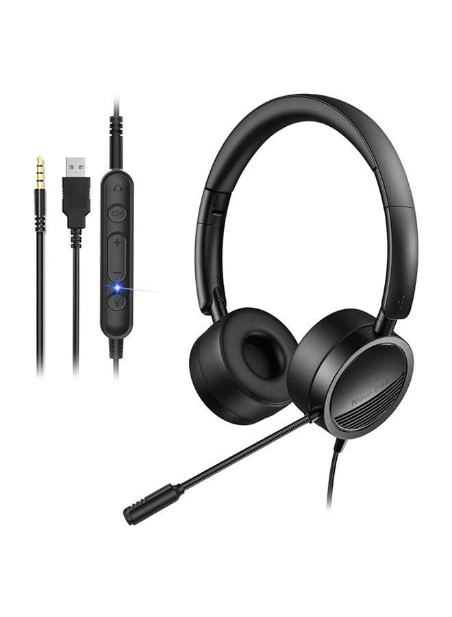 NIBEMINENT Wired Over-Ear Headphones With Mic Black - Image 1