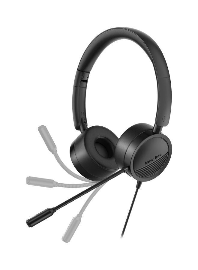NIBEMINENT Wired Over-Ear Headphones With Mic Black - Image 4
