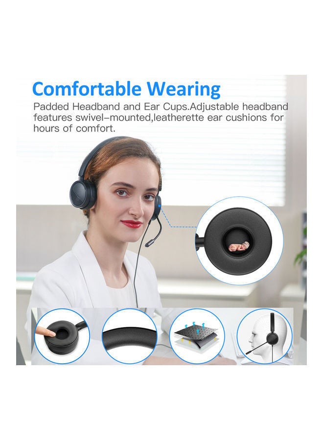 NIBEMINENT Wired Over-Ear Headphones With Mic Black - Image 5