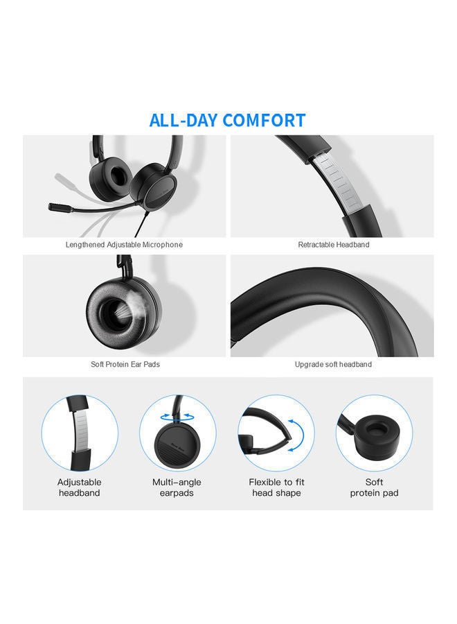NIBEMINENT Wired Over-Ear Headphones With Mic Black - Image 3