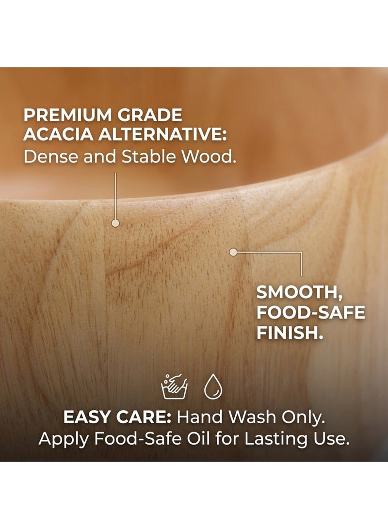 BILLI وعاء تقديم دائري خشبي للفواكه أو السلطات، 31 سم. - Image 5