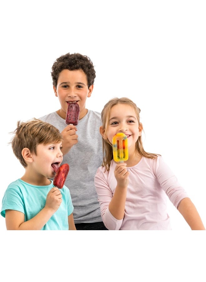 Lékué Pack 4 Classic Stackable Popsicle Molds, Red/Yellow, 16.5 x 7.5 x 2.6 cm
