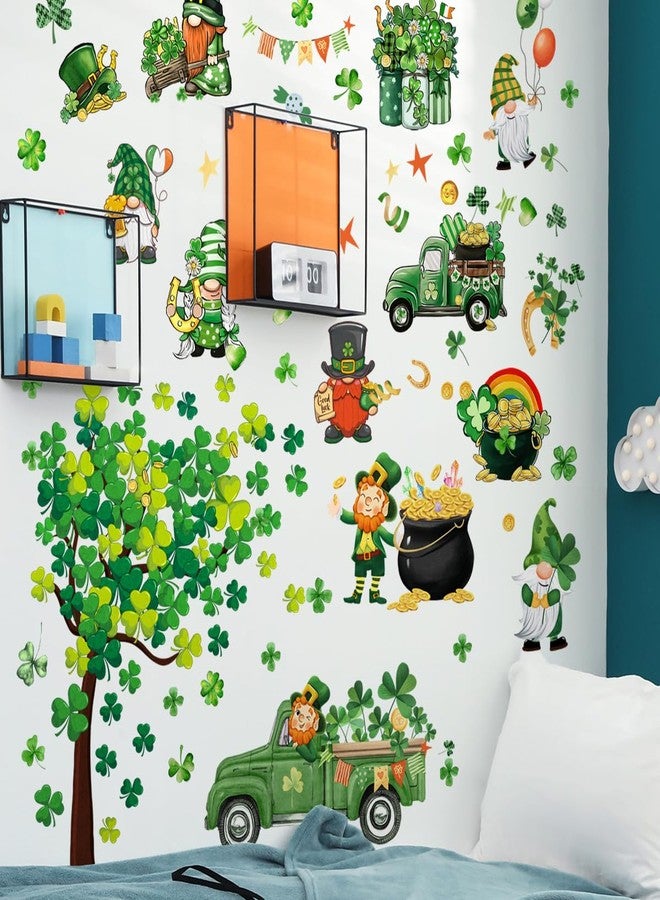 KRTBKR St. Patrick's Day Wall Decals Stickers Green Shamrock St. Patricks Day Window Clings Lucky Truck Clover Golden Coins Irish Spring Holiday Home Kitchen School Office Decor Party Supplies Decoration - Image 4