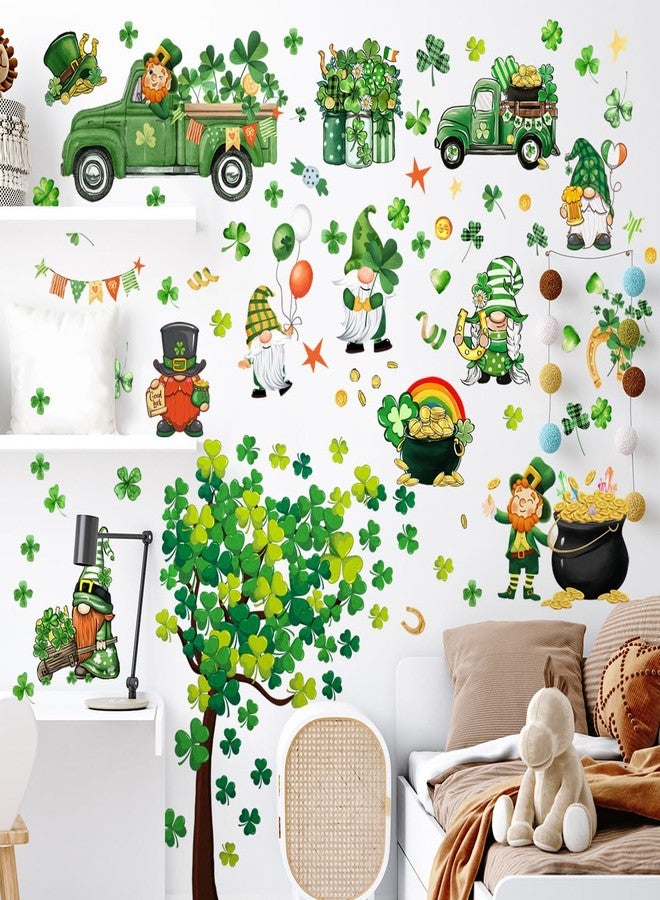 KRTBKR St. Patrick's Day Wall Decals Stickers Green Shamrock St. Patricks Day Window Clings Lucky Truck Clover Golden Coins Irish Spring Holiday Home Kitchen School Office Decor Party Supplies Decoration - Image 5