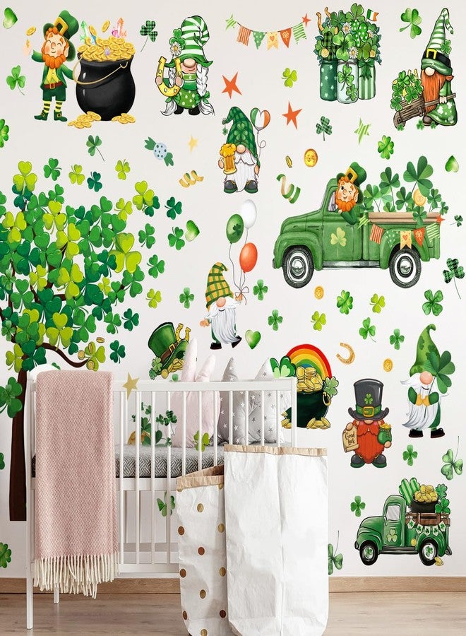 KRTBKR St. Patrick's Day Wall Decals Stickers Green Shamrock St. Patricks Day Window Clings Lucky Truck Clover Golden Coins Irish Spring Holiday Home Kitchen School Office Decor Party Supplies Decoration - Image 2