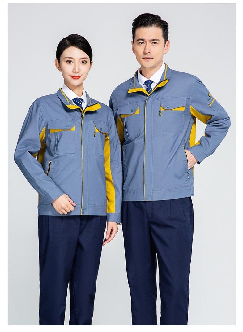 NIBEMINENT Work Clothes Men Workwear Zipper Jacket+pants Fashion  Color Wear-resistant Welding Suit Coveralls Auto Repair Uniforms - Image 1