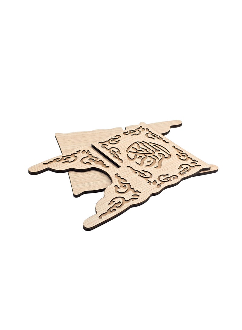 MASCO Wooden Quran Stand (Rehal), Laser Cut Islamic Design, Foldable Book Holder - Large Size - Image 2