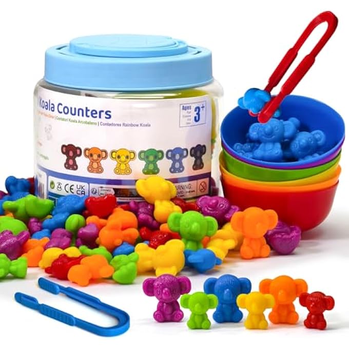 COUNTING TOYS FOR TODDLERS, 60 RAINBOW KOALA COUNTERS W/SORTING BOWLS, COLOR SORTING, COUNTING & MATH MANIPULATIVES, PRESCHOOL HOMESCHOOL & CLASSROOM EARLY LEARNING SUPPLIES - Image 1