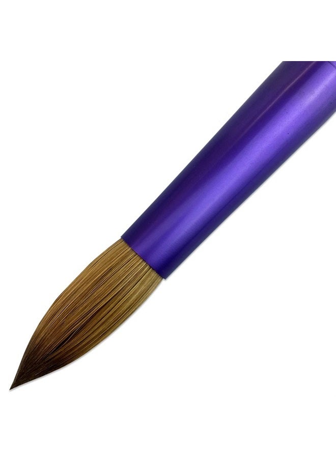 Pana USA Acrylic Nail Brush100% Pure Kolinsky Hair New Limited Edition Beige Purple Wood Handle with Purple Ferrule Round Shaped Style (Size # 12)